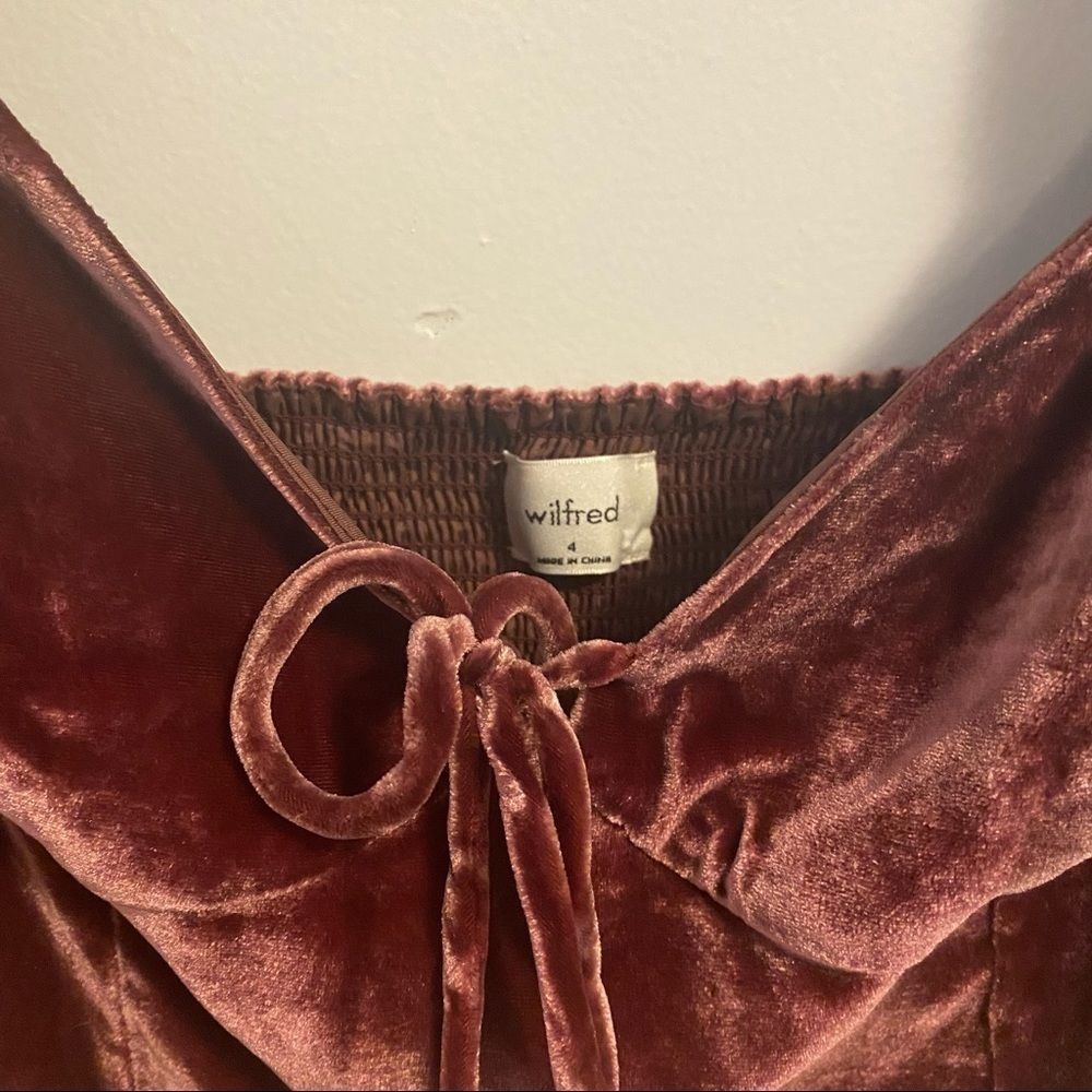 ARITZIA Wilfred Novella Long-sleeve Velvet Velour Blouse Truffle Brown ~ sz 4 47 - Picture 4 of 9